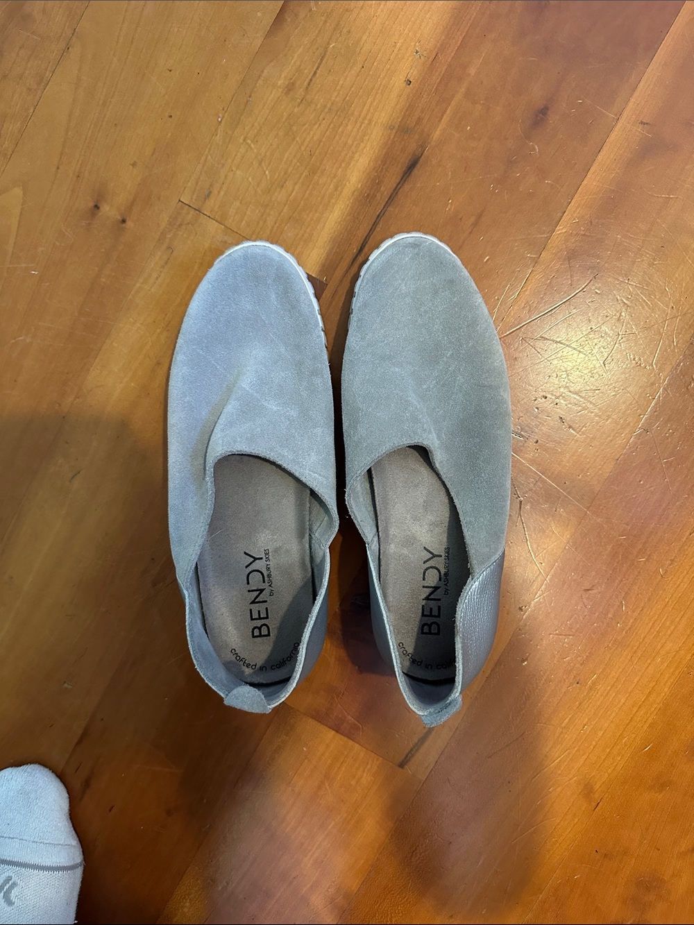 Bendy Slip-On Suede Sneakers in Light Gray - Women's Casual Shoes